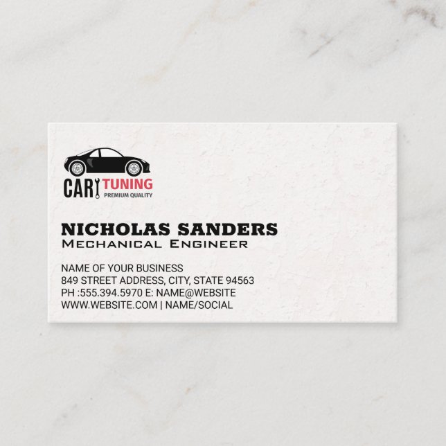 Carte De Visite Service Auto | Logo de voiture | Mécanique (Devant)