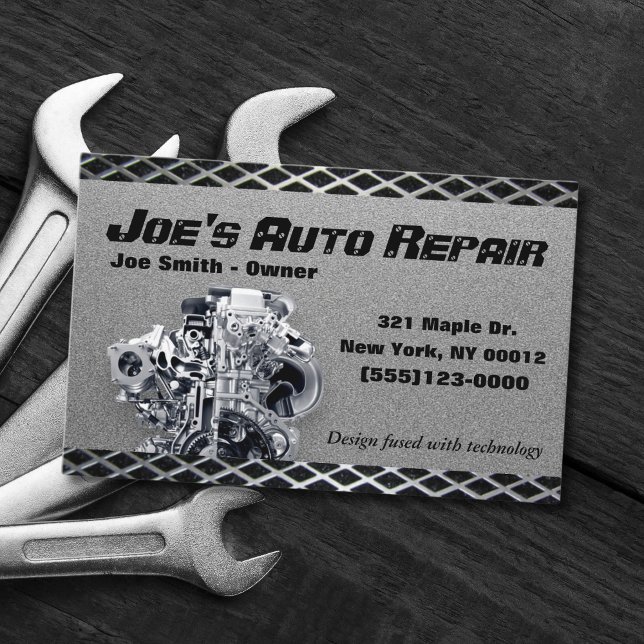 Carte De Visite Service automobile de réparation mécanique automob (Créateur téléchargé)