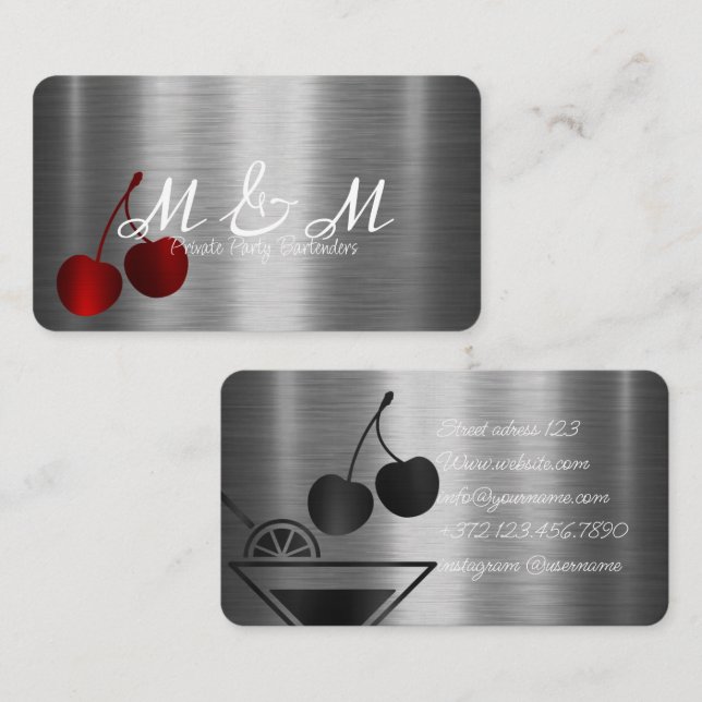 Carte De Visite Service Bar de votre événement Bar de soirée privé (Devant / Derrière)