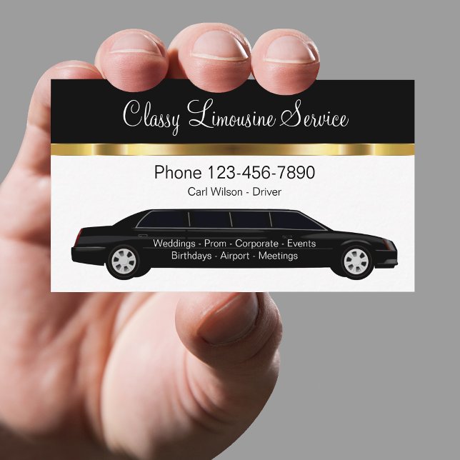 Carte De Visite Service Chauffeur Limousine Classique (Créateur téléchargé)