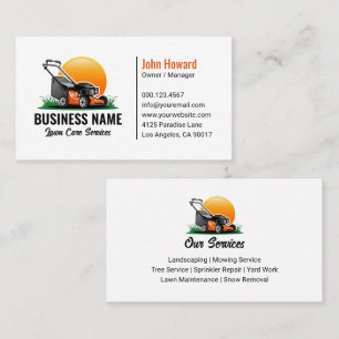 Carte De Visite Service d'aménagement paysager Green Orange Lawn M