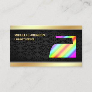 Carte De Visite Service De Blanchisserie En Fer Arc-En-Ciel Gold