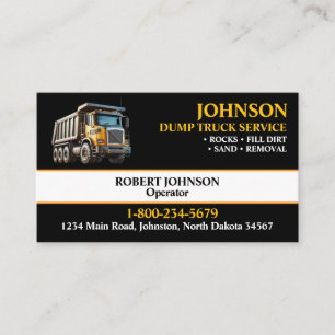 Carte De Visite Service de camion à benne professionnel