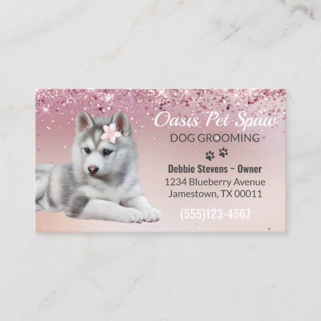 Carte De Visite Service de chambre pour chien de Parties scintilla (Devant)