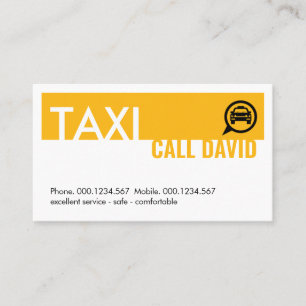 Carte De Visite Service de Chauffeur de Voiture Taxi Jaune
