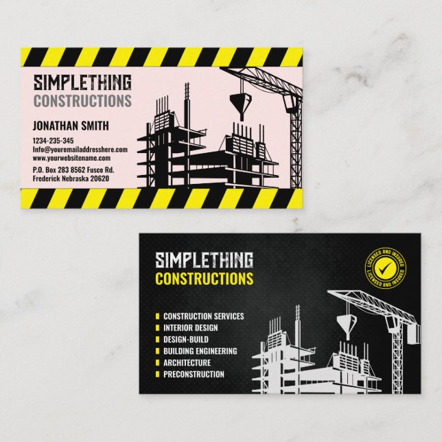 Carte De Visite Service De Construction, Architecture, Rénovation (Devant / Derrière)