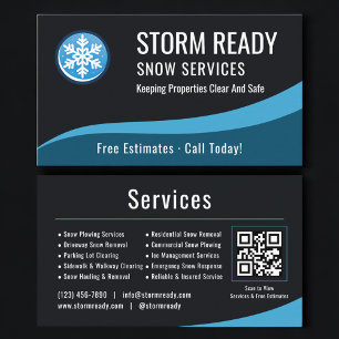 Carte De Visite Service de déneigement Code QR Professionnel
