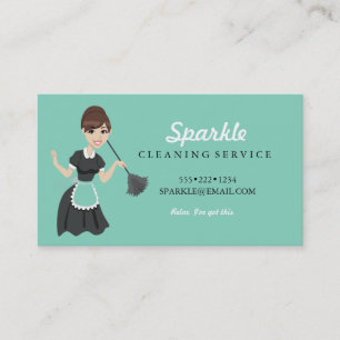 Carte De Visite Service de femme de ménage Character Balai plume