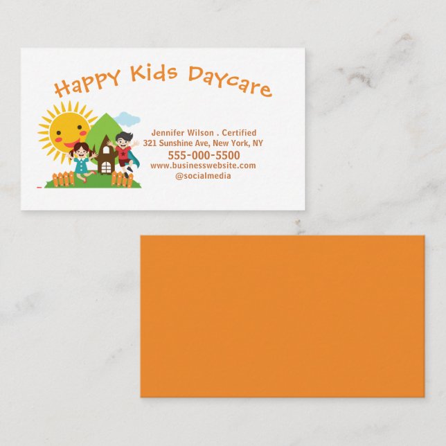 Carte De Visite Service de garderie pour enfants (Devant / Derrière)