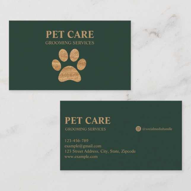 Carte De Visite Service De Grooming De Luxe Moderne En Paw Paw (Devant / Derrière)