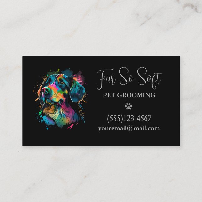 Carte De Visite Service De Grooming Élégant Pour Animaux De Compag (Devant)