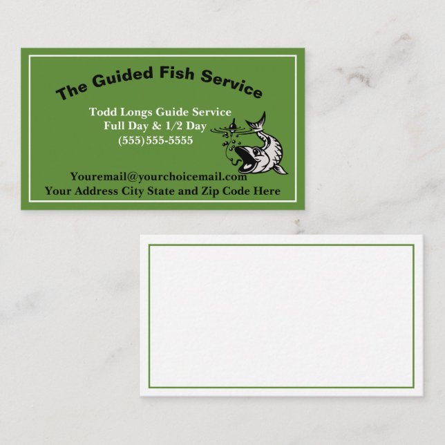 Carte De Visite Service de guide de pêche professionnel (Devant / Derrière)