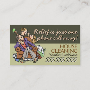 Carte De Visite Service de Housecleaning.Maid. Texte/couleur faits