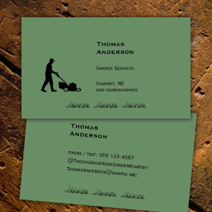Carte De Visite Service de jardin minimaliste vert et noir