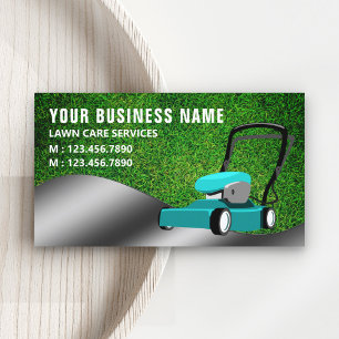 Carte De Visite Service de jardinage Teal Lawn Mower Coupe de gazo