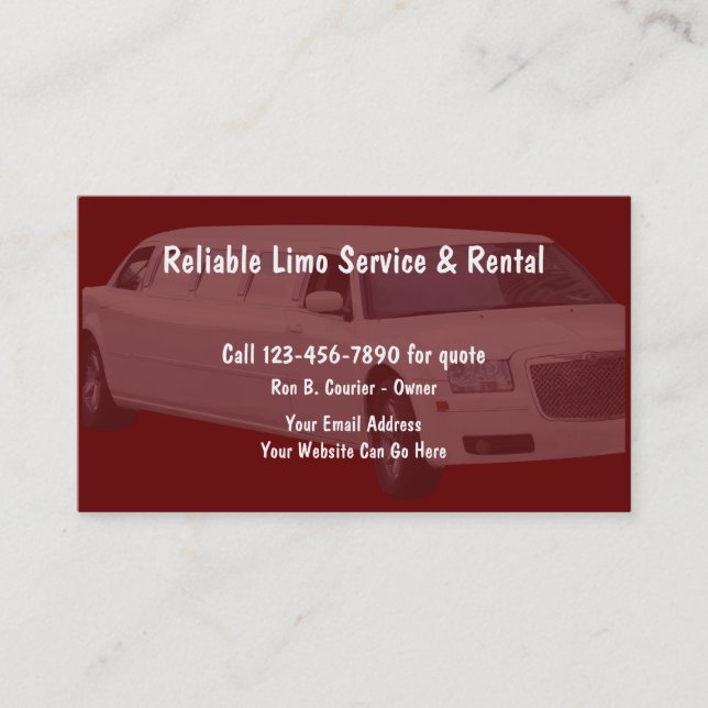 Carte De Visite Service de limousine (Devant)