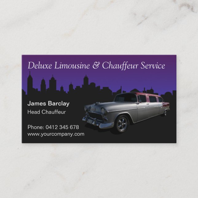 Carte De Visite Service de limousine et de chauffeur (Devant)