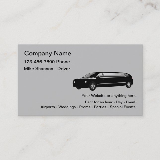 Carte De Visite Service De Location De Limo Et De Chauffeur (Devant)
