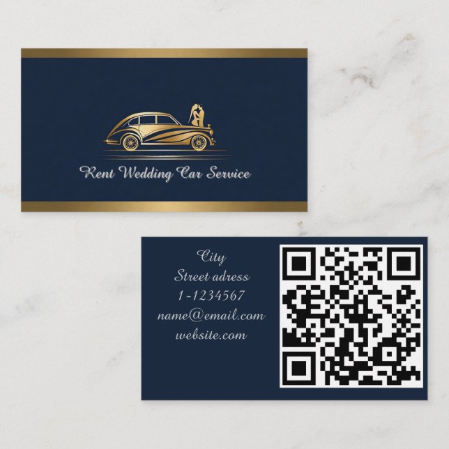 Carte De Visite Service de location de voiture QR code professionn (Devant / Derrière)