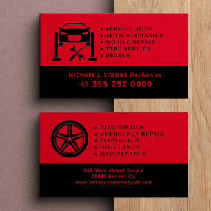 Carte De Visite Service de mécanicien mobile professionnel de répa