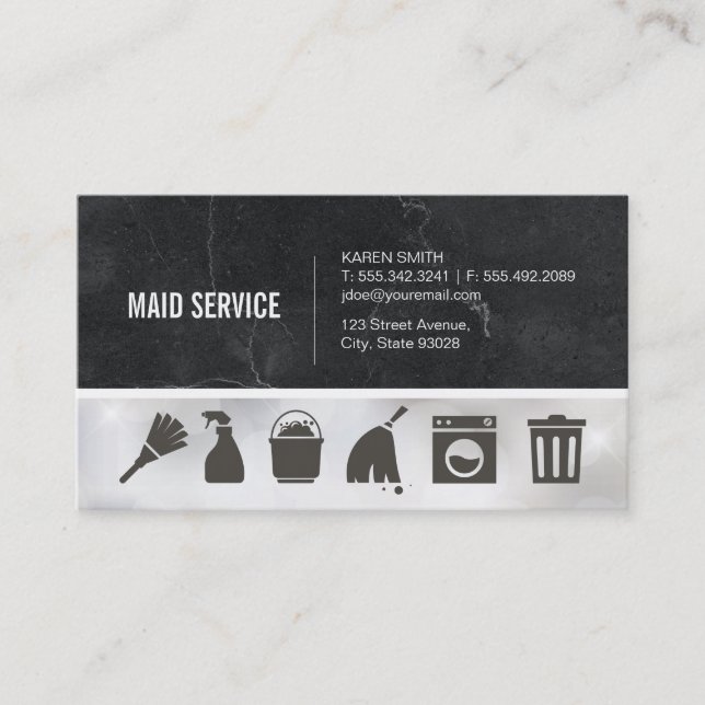 Carte De Visite Service de ménage | Marbre | Entretien de nettoyag (Devant)