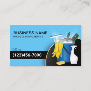 Carte De Visite Service de ménage professionnel de ménage bleu