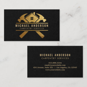 Carte De Visite Service de menuiserie moderne Gold & Black et Hand