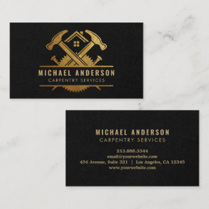 Carte De Visite Service de menuiserie moderne Gold & Black et Hand
