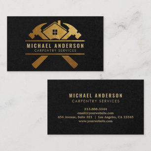 Carte De Visite Service de menuiserie moderne Gold & Black et Hand