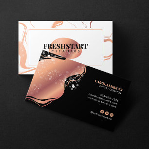 Carte De Visite Service de nettoyage à domicile Rose Gold Marble