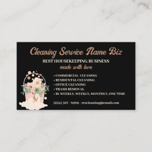 Carte De Visite Service de nettoyage Blush beige Floral Entretien