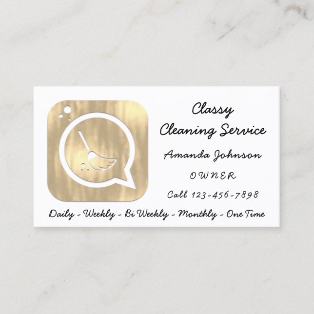 Carte De Visite Service De Nettoyage Classique Logo De La Chambre  (Devant)