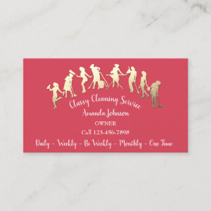 Carte De Visite Service de nettoyage classique Logo Or Maid Pink