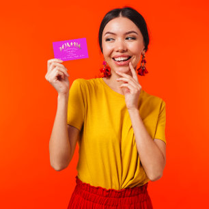 Carte De Visite Service de nettoyage classique Logo Or Maid Pink