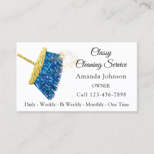 Carte De Visite Service De Nettoyage Classique Maid Gold Blue Ocea