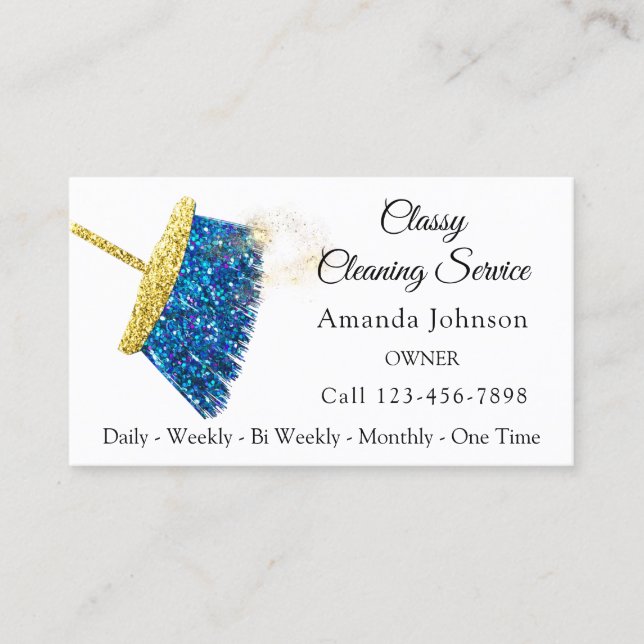 Carte De Visite Service De Nettoyage Classique Maid Gold Blue Ocea (Devant)