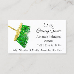 Carte De Visite Service De Nettoyage Classique Maid Gold Green Spa
