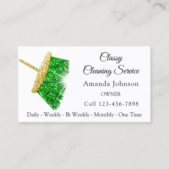 Carte De Visite Service De Nettoyage Classique Maid Gold Green Spa (Devant)