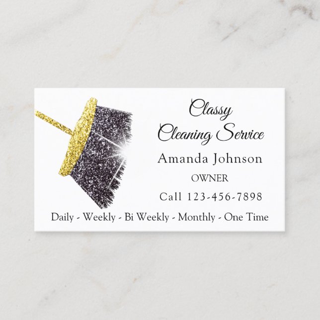 Carte De Visite Service De Nettoyage Classique Maid Gold Silver Sp (Devant)