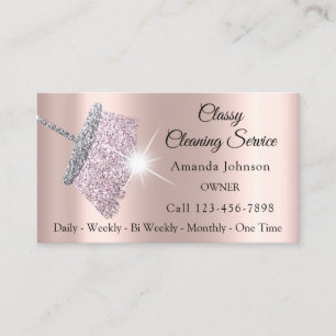 Carte De Visite Service De Nettoyage Classique Maid Rose Silver Bl