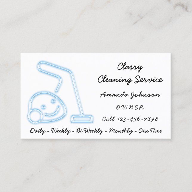 Carte De Visite Service De Nettoyage Classique Nettoyeur De Vacuum (Devant)