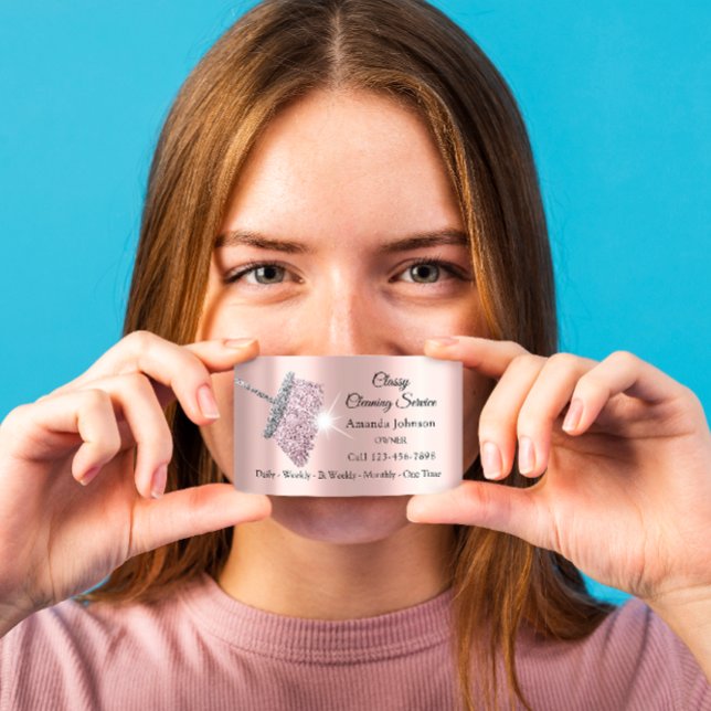 Carte De Visite Service de nettoyage classique Rose domestique Sil (Créateur téléchargé)