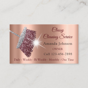 Carte De Visite Service De Nettoyage Classique Rose Maid Argent ma