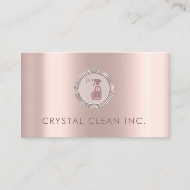 Carte De Visite Service de nettoyage classique Rose Or simple (Devant)