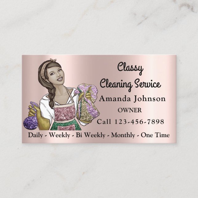 Carte De Visite Service de nettoyage de bureau de la maison classi (Devant)