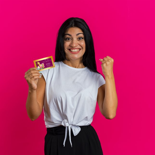 Carte De Visite Service de nettoyage de bureau de la maison de cla (Classy House Office Cleaning Service Maid Gold Business Card)