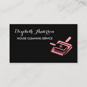 Carte De Visite Service de nettoyage de chambre rose et de maison 