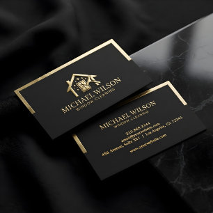 Carte De Visite Service de nettoyage de fenêtres Black & Gold pour