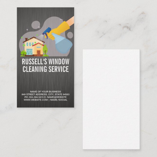 Carte De Visite Service de nettoyage de fenêtres Spray Home (Devant / Derrière)
