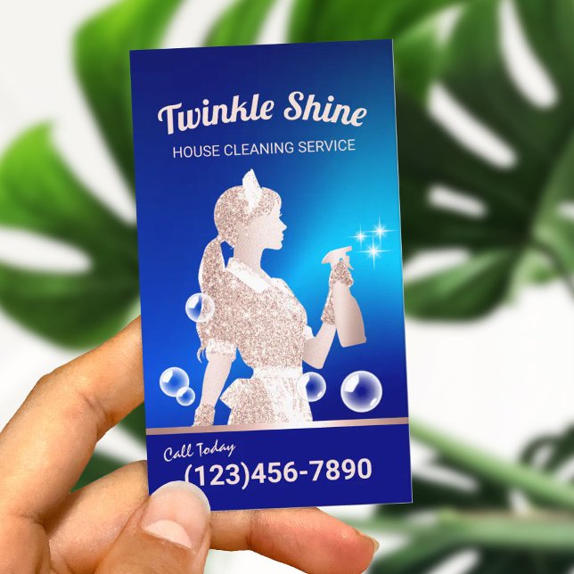 Carte De Visite Service de nettoyage de la maison Blue Maid Entret (Créateur téléchargé)